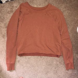 cropped distressed crewneck